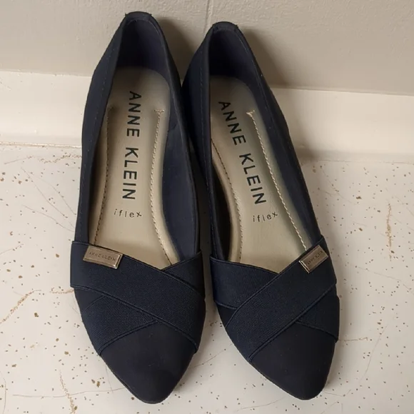 Navy Anne Klein Ballet Flats Slip Ons Size 7 Otavia Dress Shoes - Picture 1 of 9